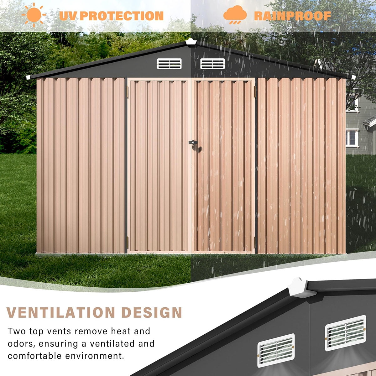 EcoSheds™ LARGE 6x8ft METAL Outdoor Storage Shed