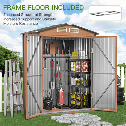 EcoSheds™ SMALL 5x3ft Brown METAL Outdoor Storage Shed
