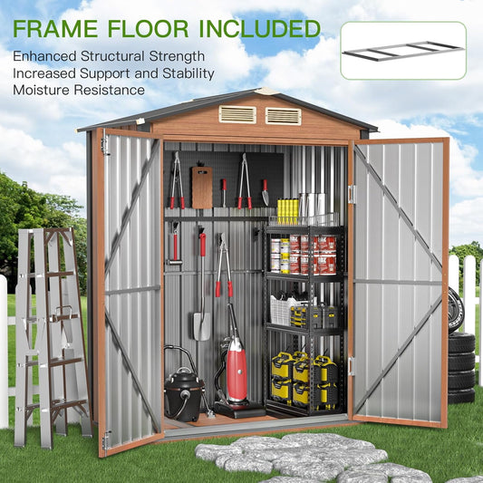 EcoSheds™ SMALL 5x3ft Brown METAL Outdoor Storage Shed