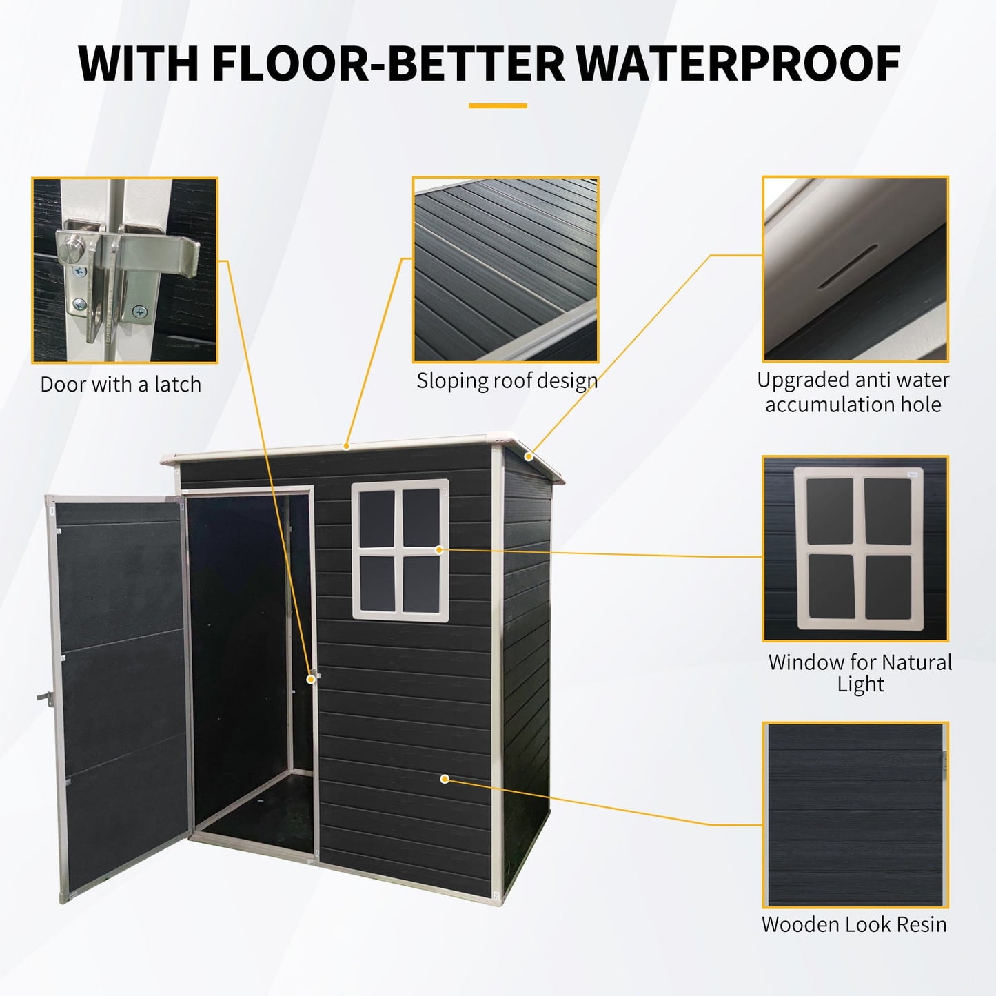 EcoSheds™ SMALL 5x3ft Black RESIN Outdoor Storage Shed