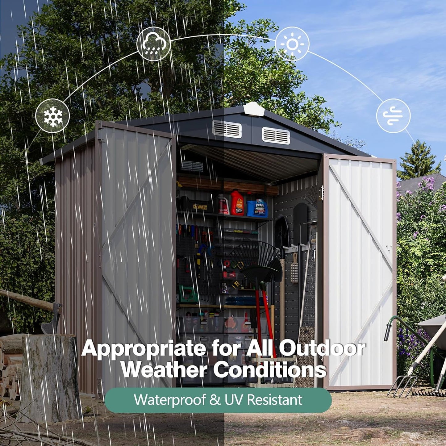 EcoSheds™ MEDIUM 6x4ft Brown METAL Outdoor Storage Shed
