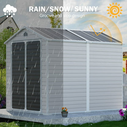 EcoSheds™ LARGE 6x8ft Silver RESIN Outdoor Storage Shed