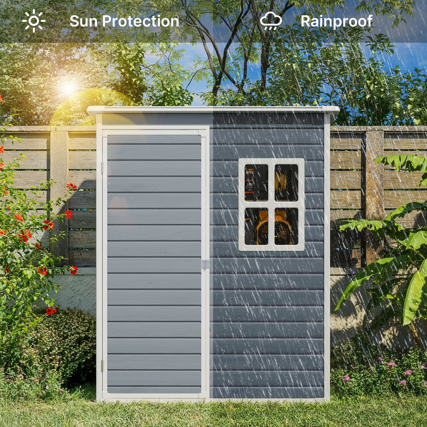 EcoSheds™ SMALL 5x3ft Dark Gray RESIN Outdoor Storage Shed