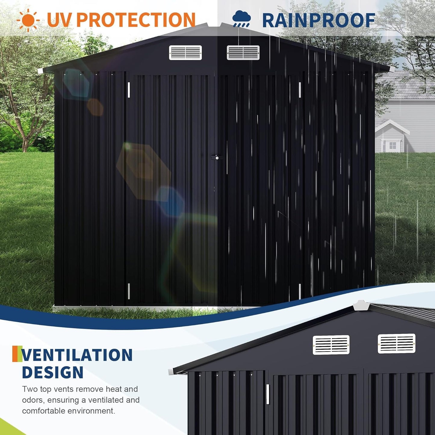 EcoSheds™ LARGE 6x8ft METAL Outdoor Storage Shed