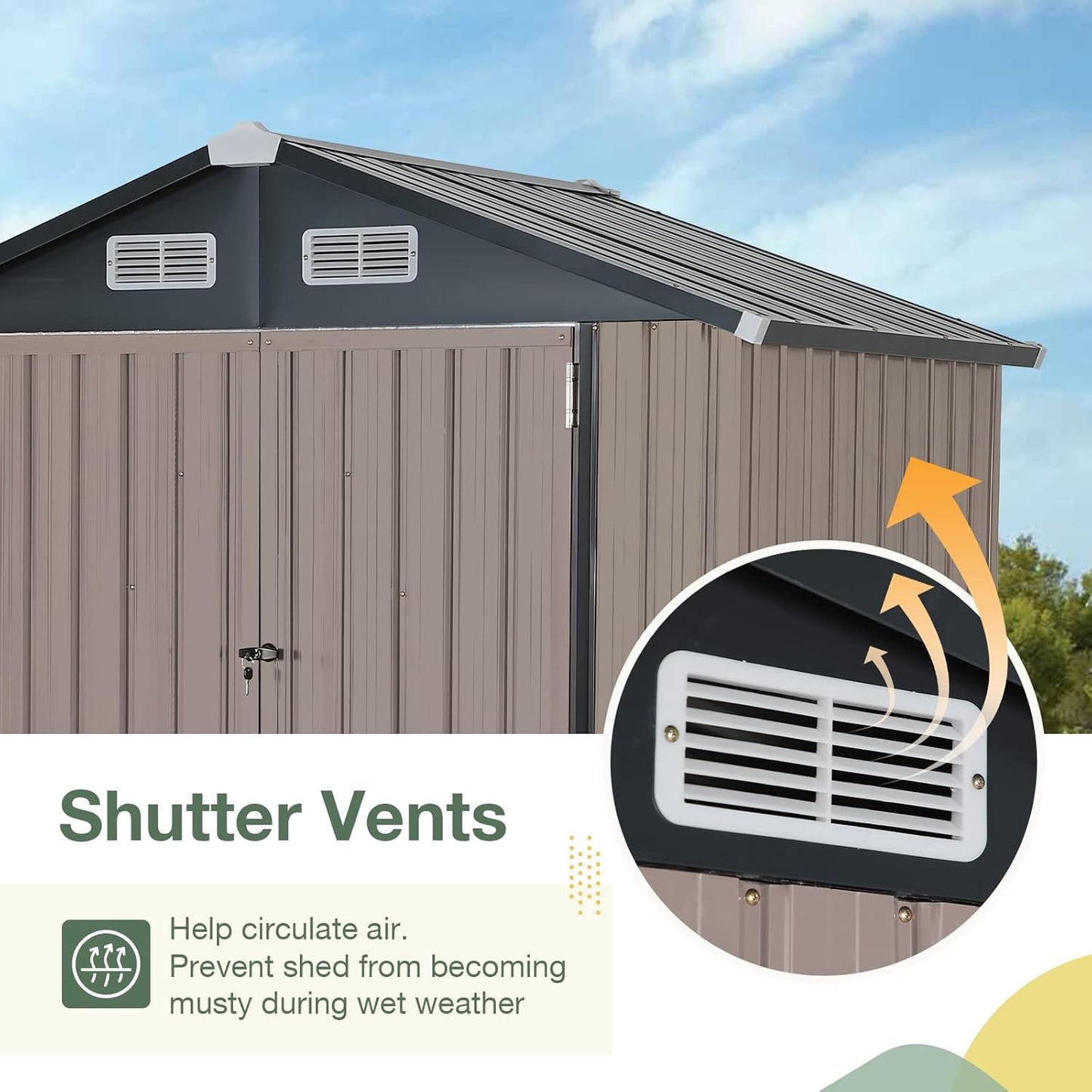 EcoSheds™ MEDIUM 6x4ft Brown METAL Outdoor Storage Shed