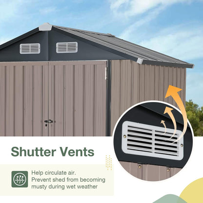 EcoSheds™ MEDIUM 6x4ft Brown METAL Outdoor Storage Shed