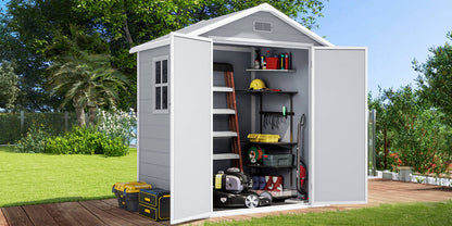 EcoSheds™ LARGE 6x8ft Gray RESIN Outdoor Storage Shed