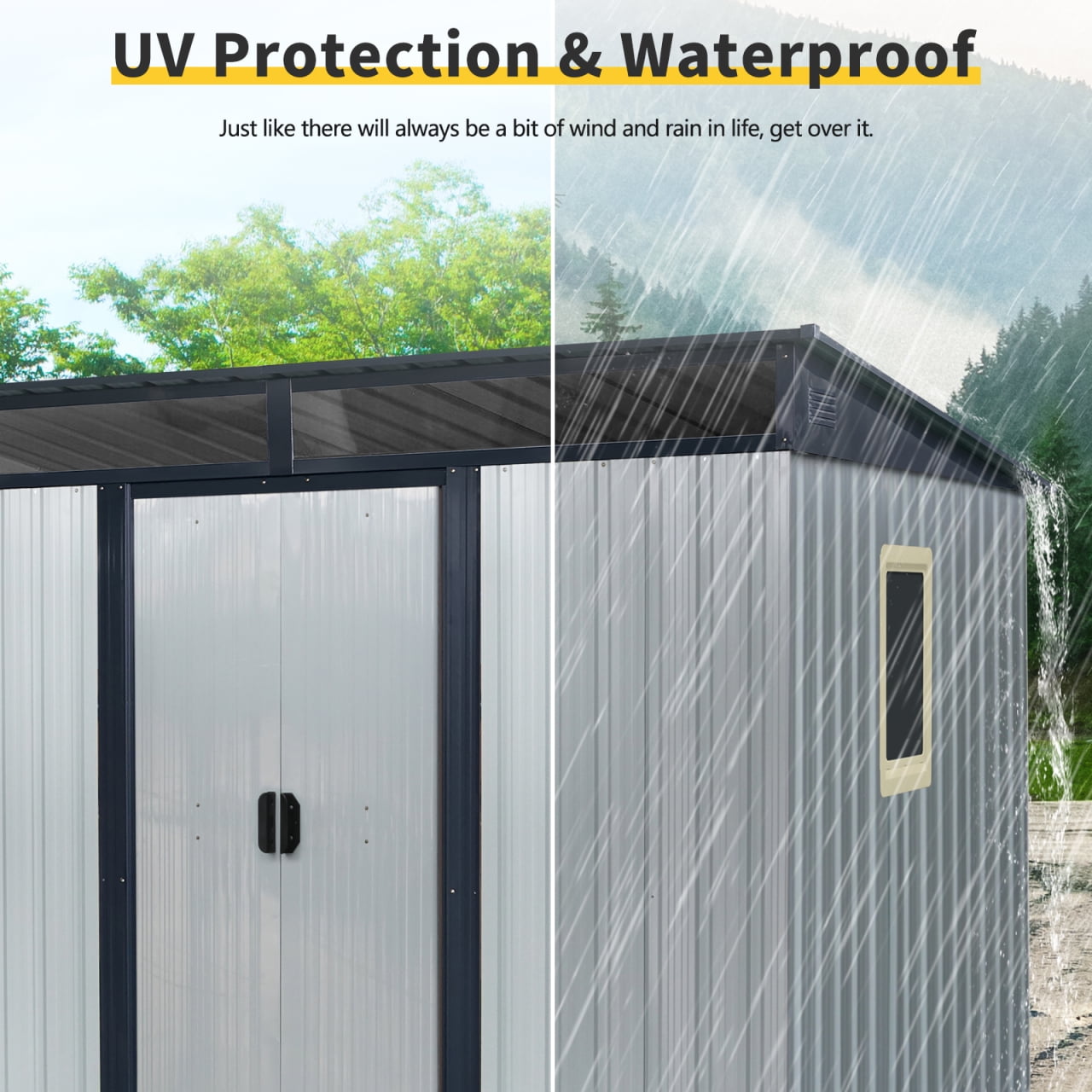 EcoSheds™ LARGE 6x8ft METAL Sliding Door Outdoor Storage Shed