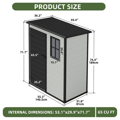 EcoSheds™ SMALL 5x3ft Black/Gray RESIN Outdoor Storage Shed