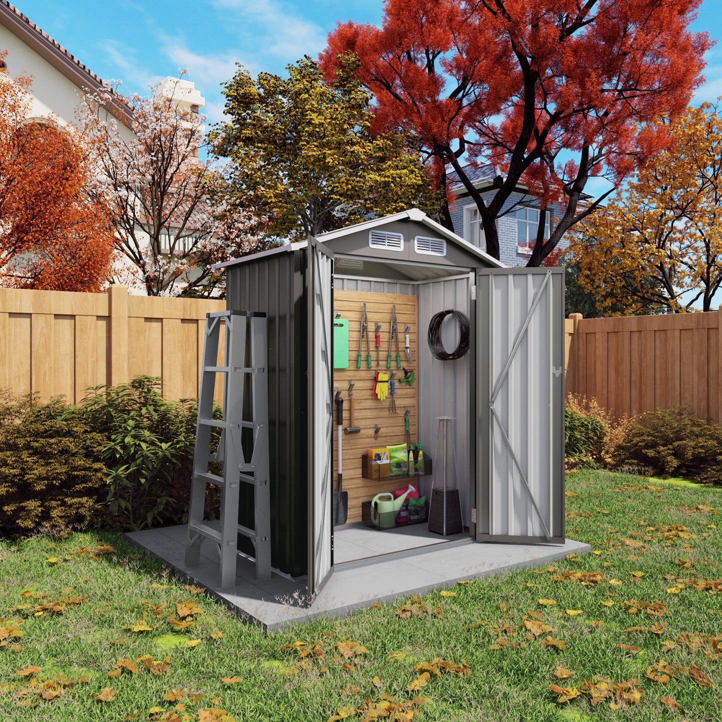 EcoSheds™ SMALL 5x3ft Black METAL Outdoor Storage Shed