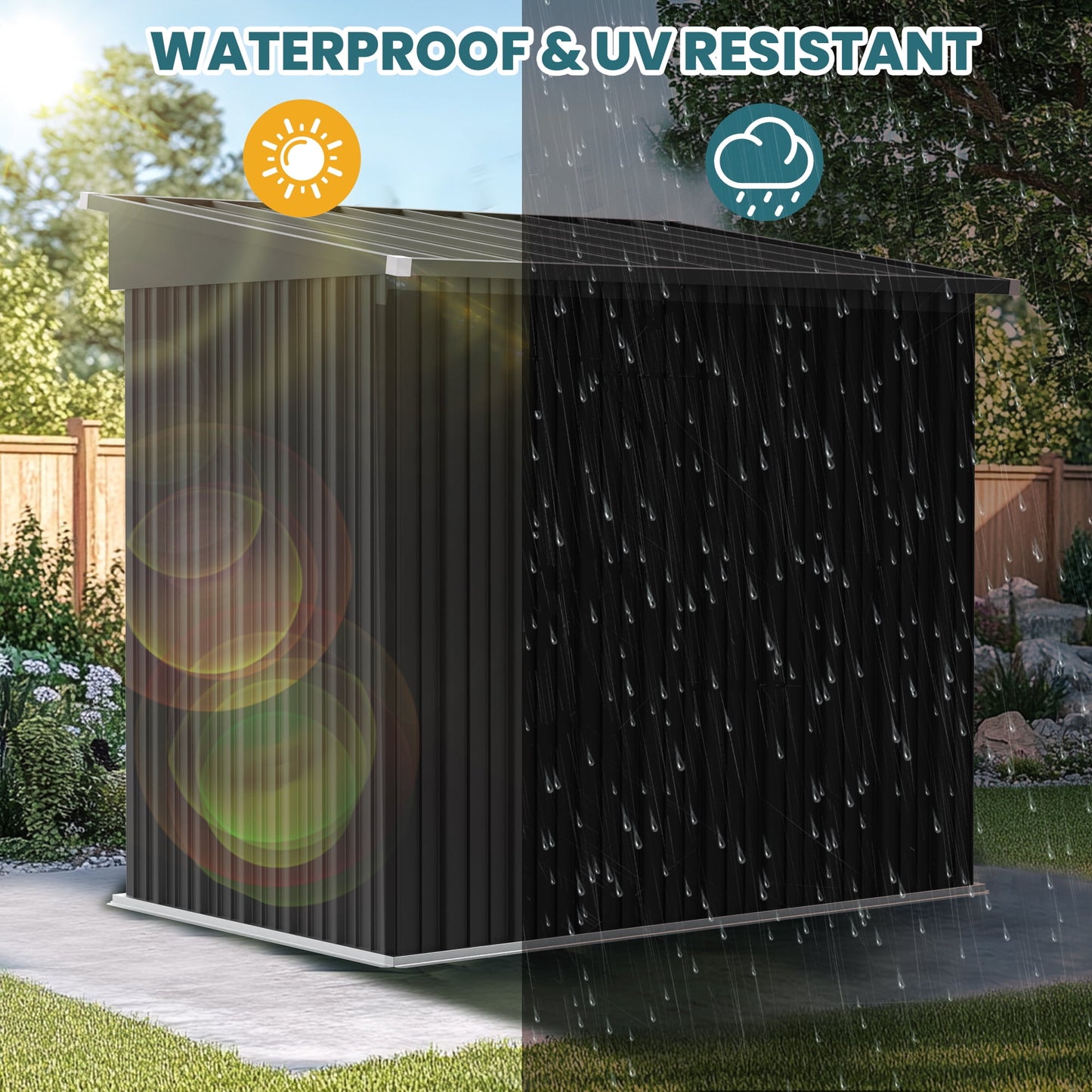 EcoSheds™ MEDIUM 6x4ft Gray METAL Outdoor Storage Shed