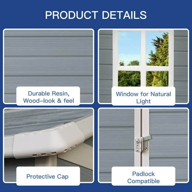 EcoSheds™ MEDIUM 4x6ft White RESIN Outdoor Storage Shed