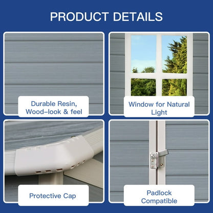 EcoSheds™ MEDIUM 4x6ft White RESIN Outdoor Storage Shed