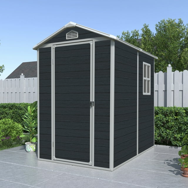 EcoSheds™ MEDIUM 4x6ft Black RESIN Outdoor Storage Shed