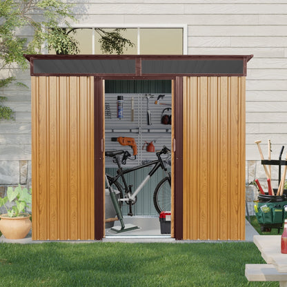 EcoSheds™ LARGE 6x8ft METAL Sliding Door Outdoor Storage Shed