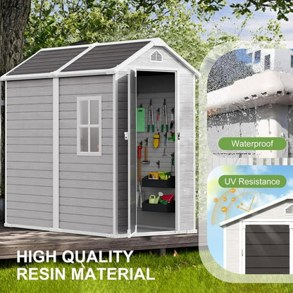 EcoSheds™ MEDIUM 4x6ft Gray/Black RESIN Outdoor Storage Shed