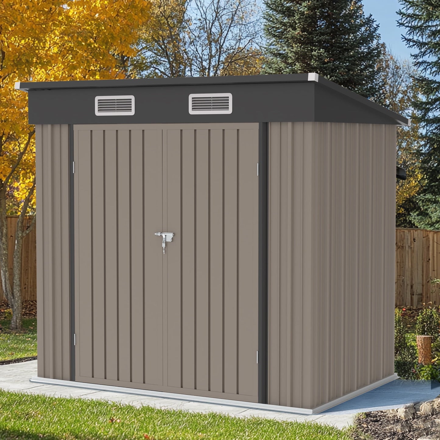 EcoSheds™ MEDIUM 6x4ft Light Brown METAL Outdoor Storage Shed