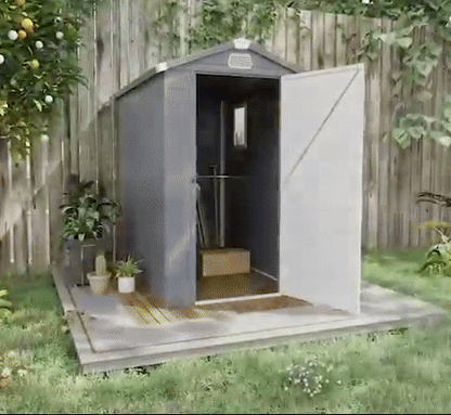 EcoSheds™ MEDIUM 4x6ft Gray/Black RESIN Outdoor Storage Shed