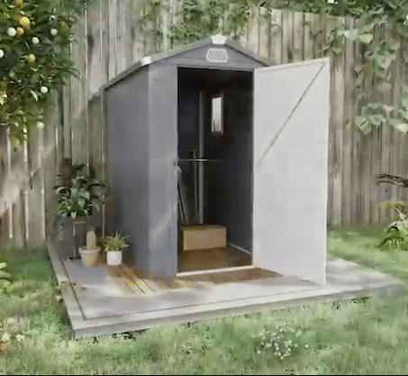 EcoSheds™ MEDIUM 4x6ft Gray/Black RESIN Outdoor Storage Shed