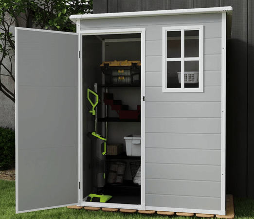 EcoSheds™ SMALL 5x3ft Gray RESIN Outdoor Storage Shed