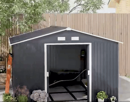 EcoSheds™ EXTRA LARGE Premium 10x12ft METAL Sliding Doors & Dual Sunlit Windows Outdoor Storage Sheds