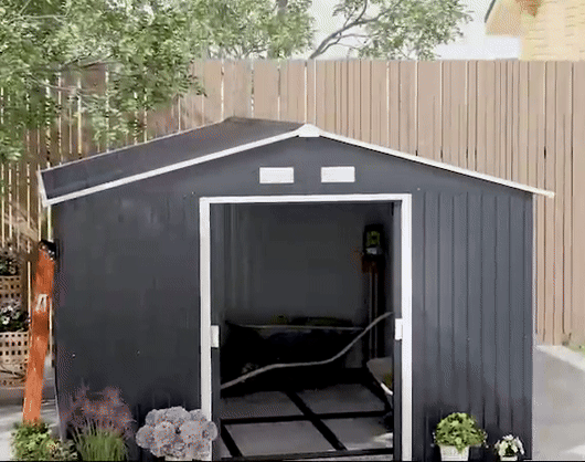 EcoSheds™ EXTRA LARGE Premium 10x12ft METAL Sliding Doors & Dual Sunlit Windows Outdoor Storage Sheds