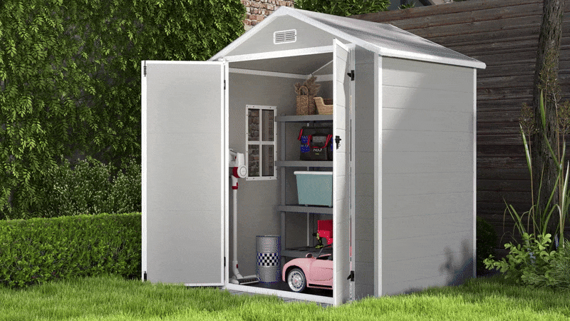 EcoSheds™ LARGE 6x8ft Gray RESIN Outdoor Storage Shed