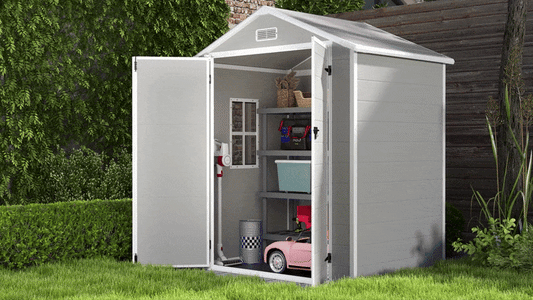 EcoSheds™ LARGE 6x8ft Gray RESIN Outdoor Storage Shed