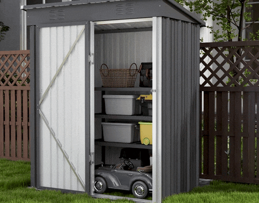 EcoSheds™ SMALL 5x3ft Gray METAL Outdoor Storage Shed