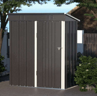 EcoSheds™ SMALL 5x3ft Light Brown METAL Outdoor Storage Shed