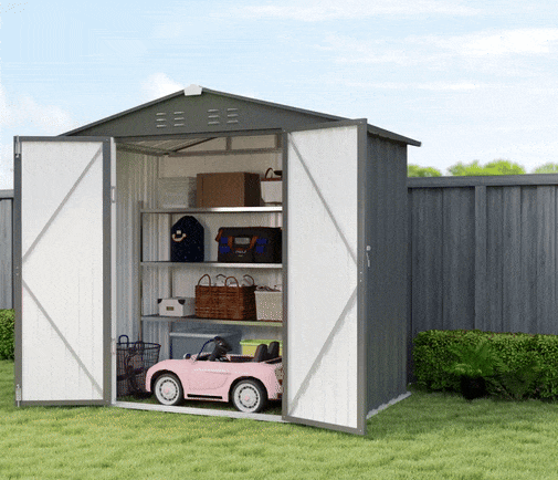 EcoSheds™ MEDIUM 6x4ft Black METAL Outdoor Storage Shed