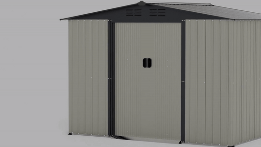 EcoSheds™ LARGE 8x6ft METAL Sliding Door Outdoor Storage Shed
