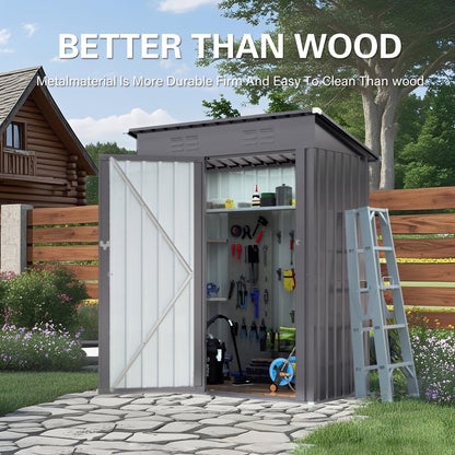 EcoSheds™ SMALL 5x3ft Gray METAL Outdoor Storage Shed