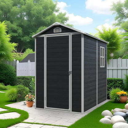 EcoSheds™ MEDIUM 4x6ft Black RESIN Outdoor Storage Shed